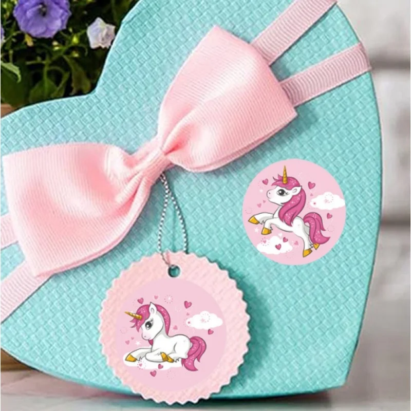 500pcs Pink Unicorn Stickers，Cute Cartoon Thank You Stickers Holiday Decoration Gift Wrapping Packaging Sealing Stickers view 2