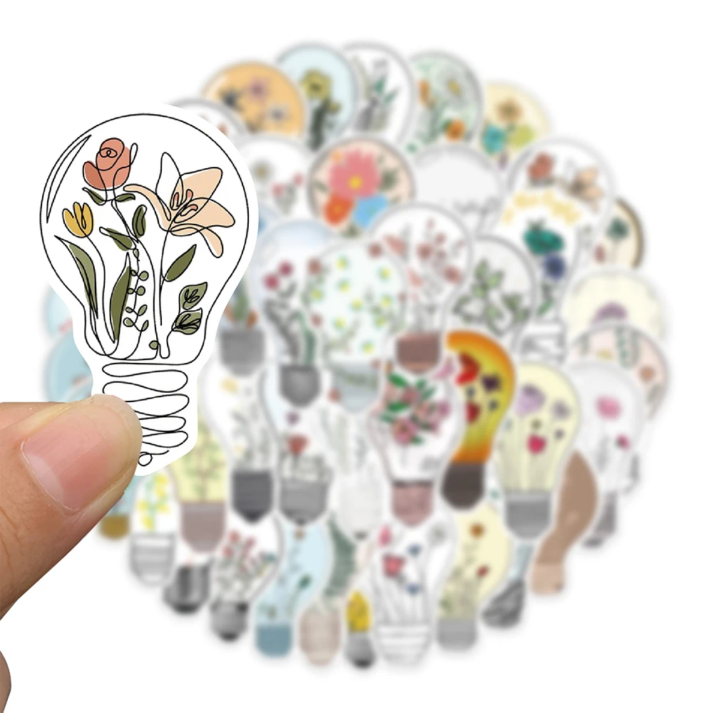 10/30/50pcs Ins Style Art Bulb Flower Aesthetic Stickers Laptop Phone Guitar Luggage Scrapbook Car Funny Sticker Decals Kid Toy