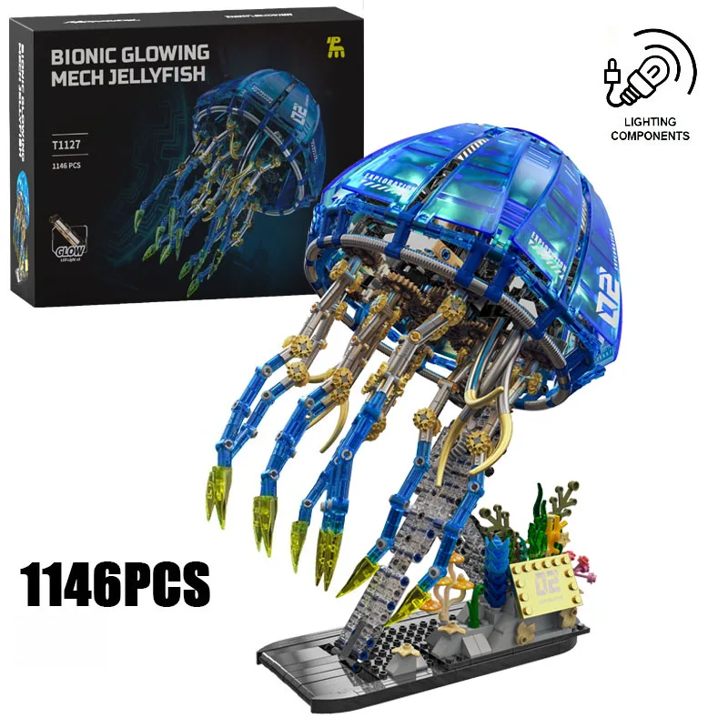

1146 деталей: Креативный бионический механический конструктор «Светящаяся медуза» — модель из строительных блоков, игрушка-подарок для детей