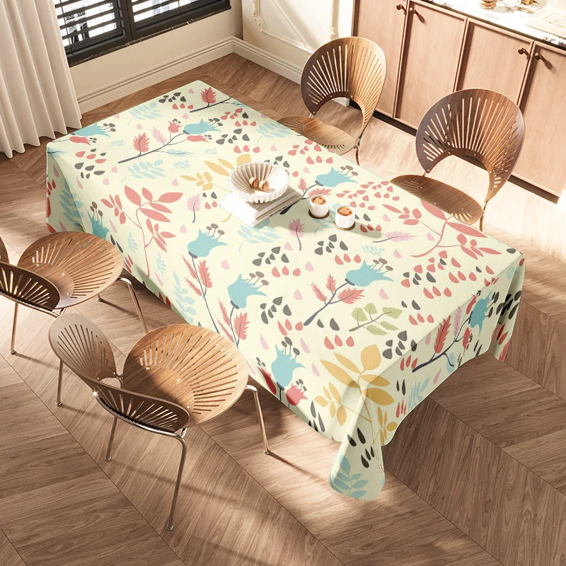 Multicolor Leaves Tablecloth Flower Design Placemats Set for Dining Room Decor Modern Printed Kitchen Linens 3-Piece Home Textil