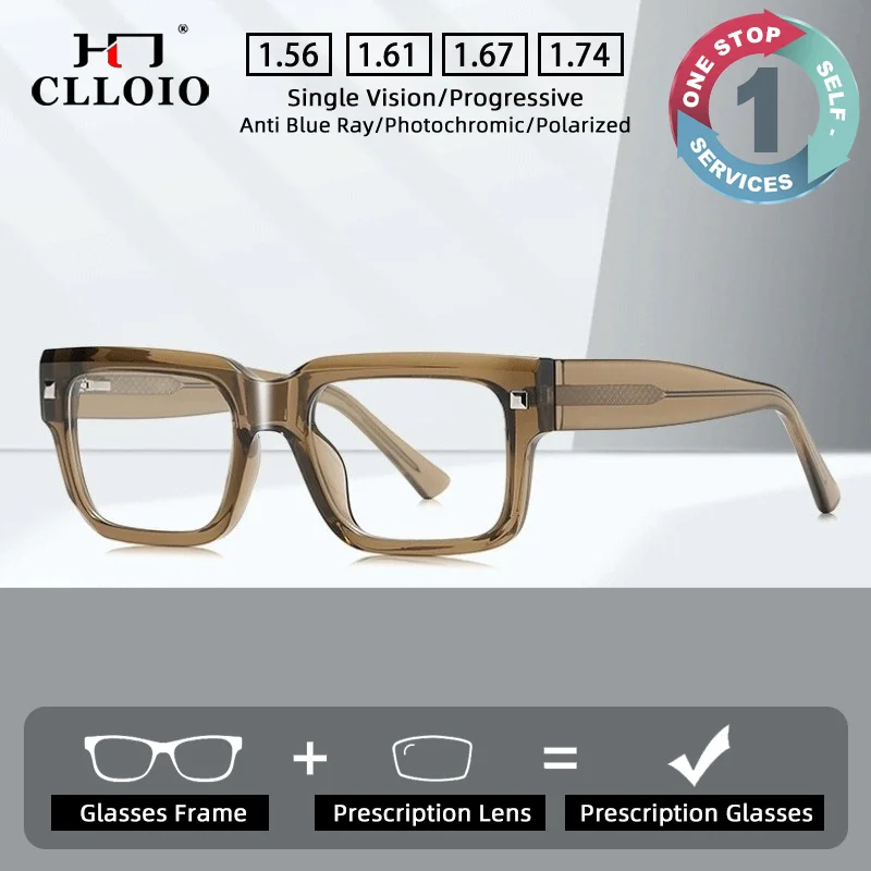 CLLOIO Trendy Minimalist Prescription Glasses Anti Blue Light Anti-Reflection Myopia Glasses Custom Progressive Reading Eyewear