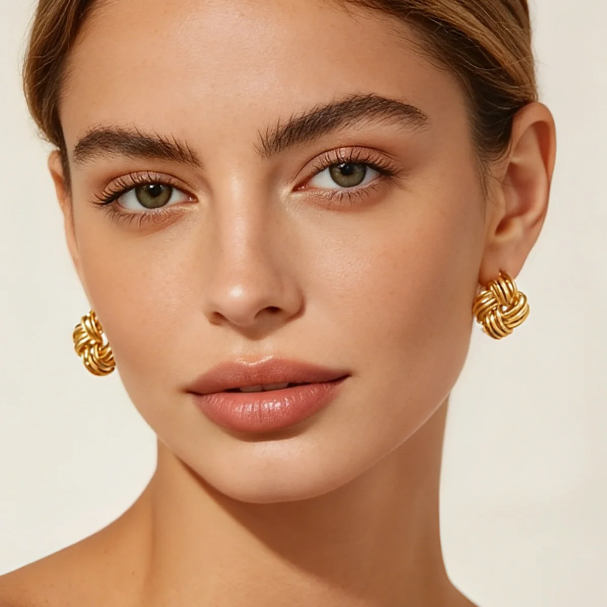 Vintage Classic Geometric Knot Earrings For Women Gold Color Square Textured Stud Earrings Anti-Tarnish Waterproof Jewelry