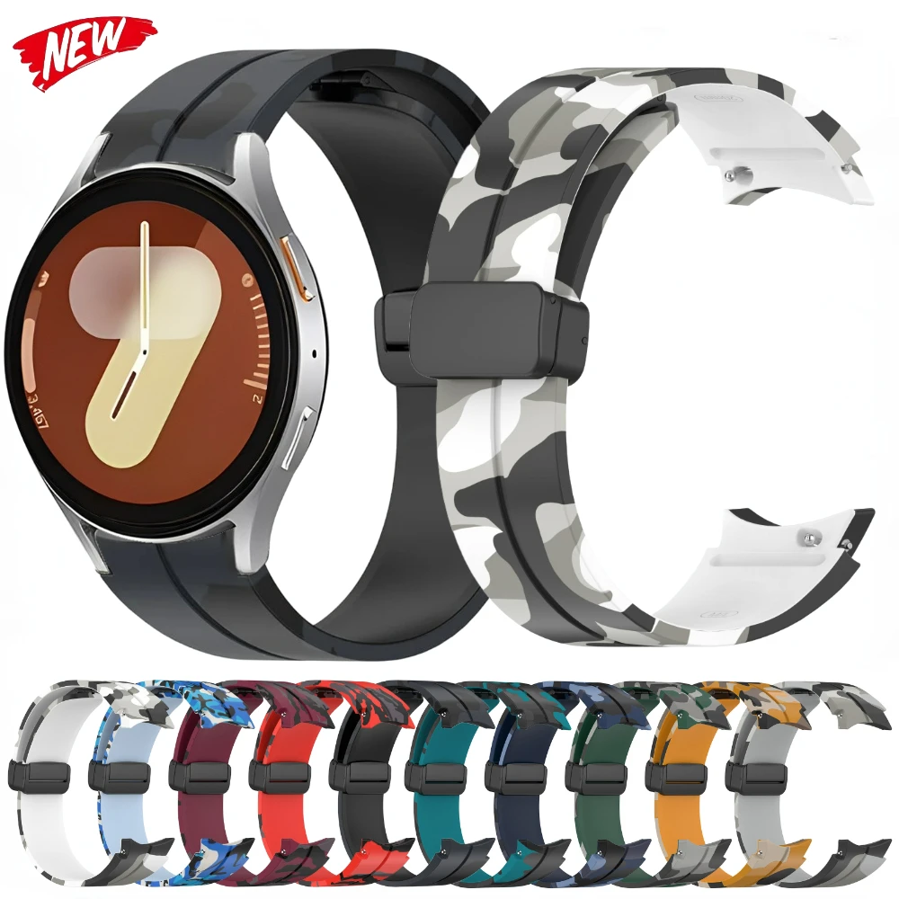 

Silicone Strap for Samsung Galaxy Watch 7 6 5 4 Classic 44mm 40mm 47mm 43mm 46mm/5 Pro 45mm Magnetic Buckle Camouflage Bracelet