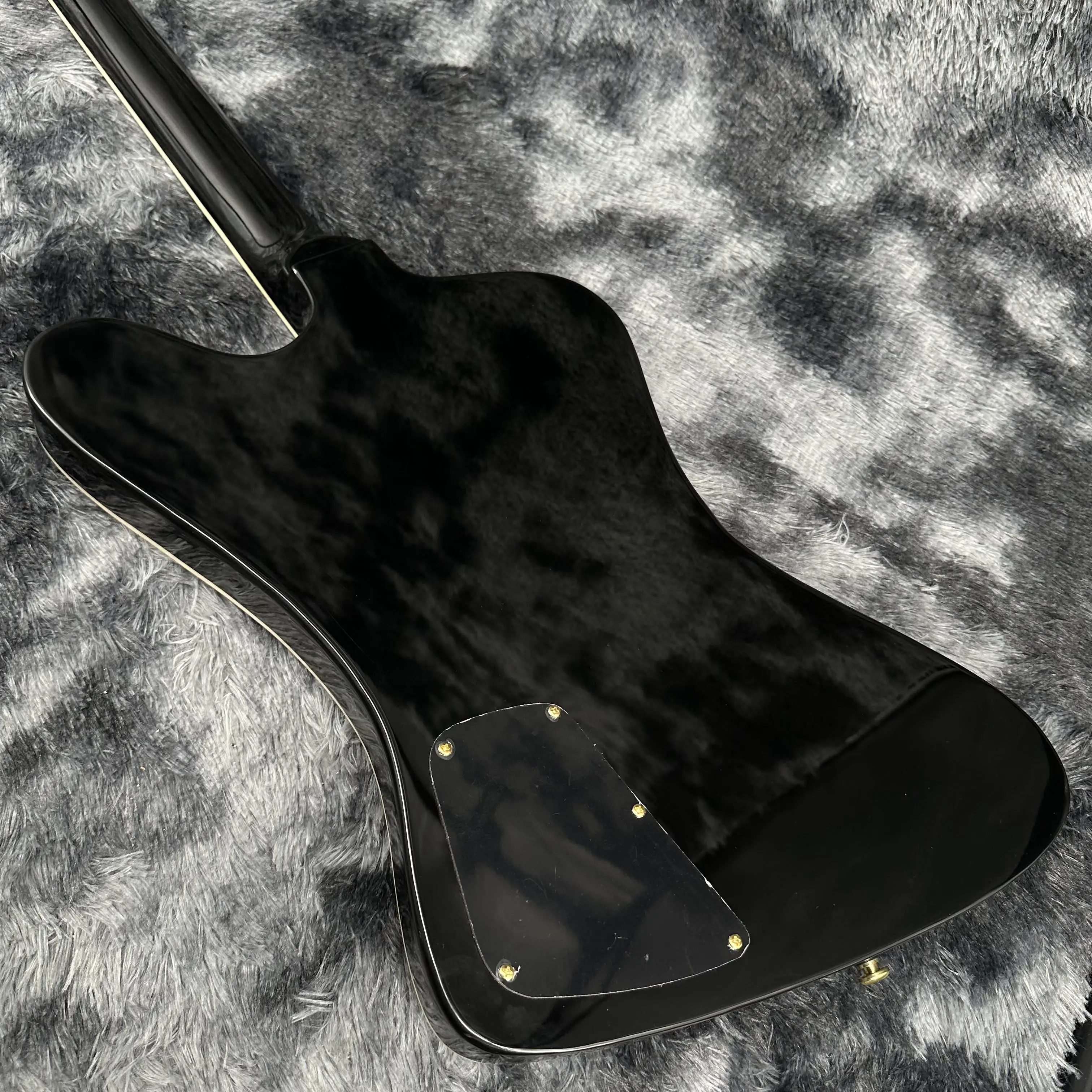 جيتار كهربائي أسود فايربيرد 2H مع ملحقات ذهبية كهربائية 6-سلسلة جسم مغلق بالكامل مواد عالية الجودة شحن مجاني #5