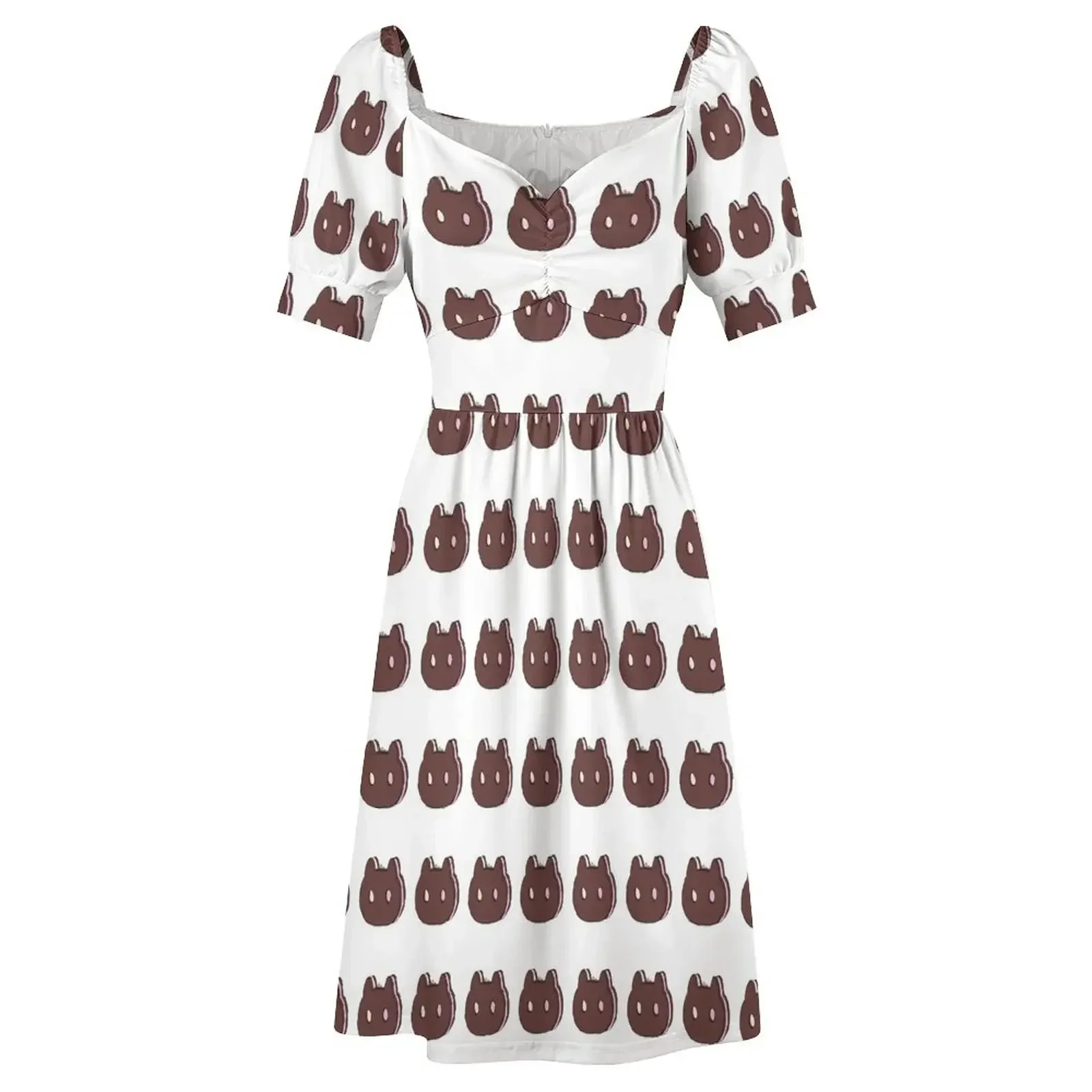 Sukienka Cookie Cat z krótkim rękawem Sukienka dla druhny, kobieca sukienka na studniówkę