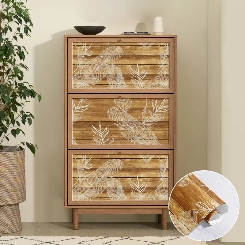 Home Decor 3d Rattan Wood Waterproof Self Adhesive Cabinet Stickers Pvc Peel And Stick Removable Wallpapers