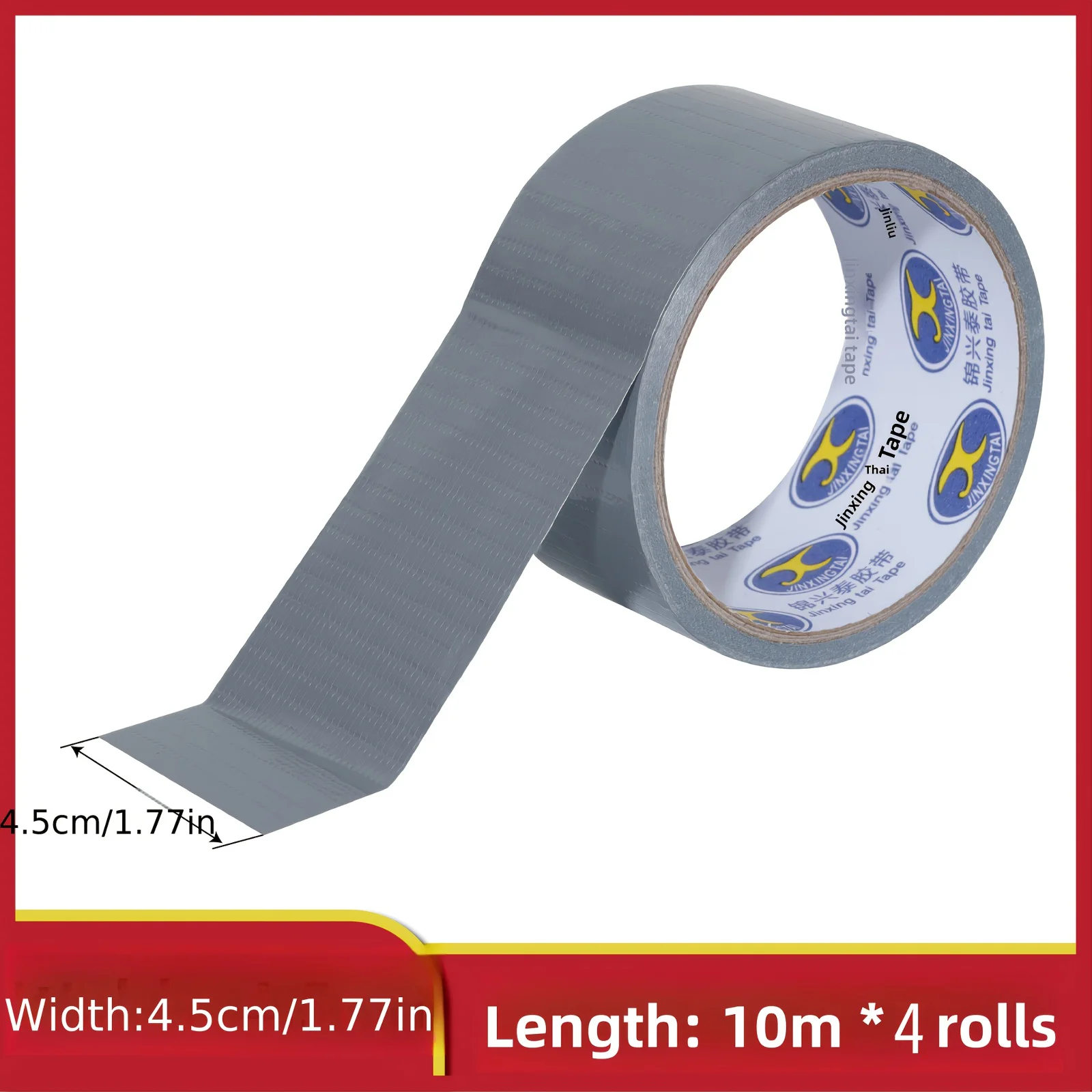 4 Rolls High‑Tack Silver Heavy‑Duty Tape, Easy Hand‑Tear Adhesive Tape, 393.7 Inches Long Roll for Carpet Fixing, Pipe Sealing,