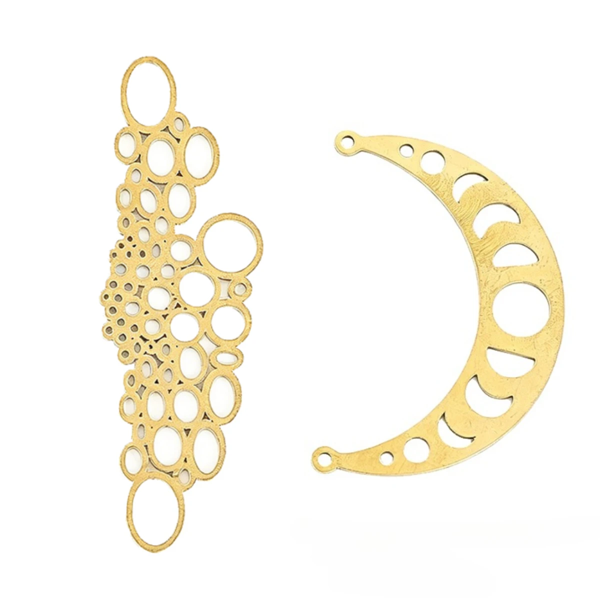 Crescent Moon Phase Hanging Brass Connector DIY Crystal Suncatcher Components Pendant Part Charms for Jewelry Making Accessories - view 5