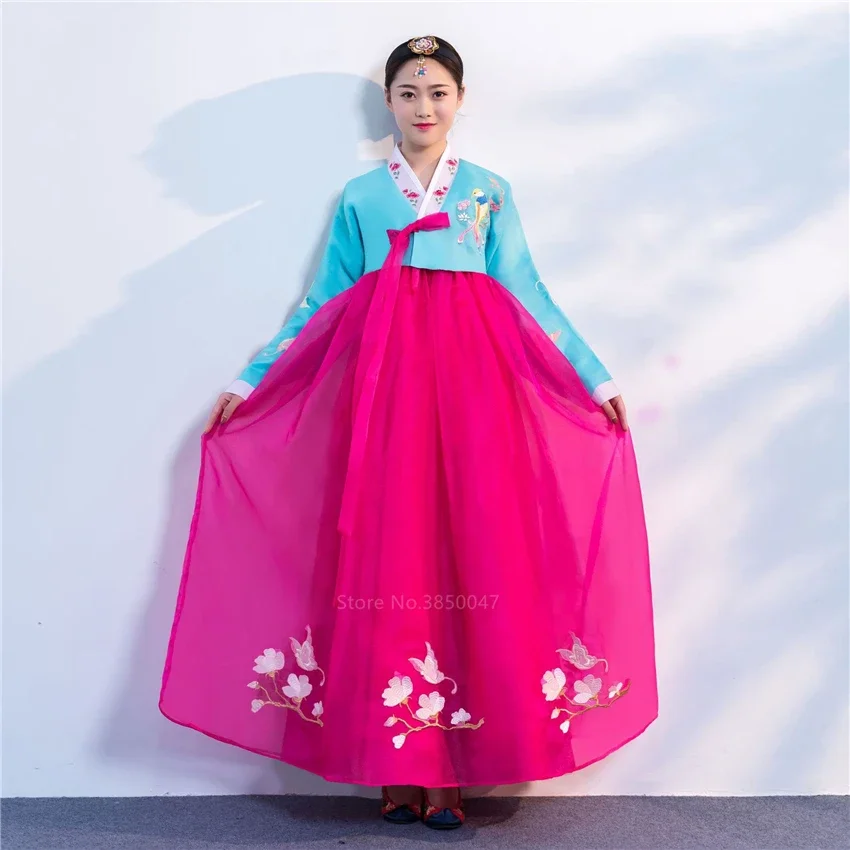 Orthodox Hanbok Folk Women Traditional Costume Korean Dress Elegant Princess Palace Costume Korea Emboridery Wedding Party