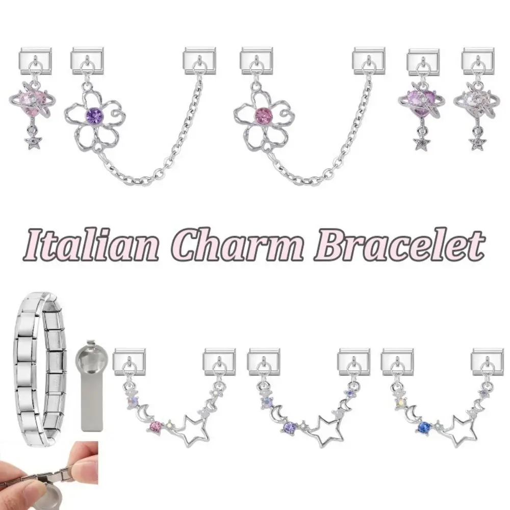 Double Chain Bracelet Charms Fit 9mm Bracelet DIY Making Charm Bracelet Link Multi-Function Stainless Steel Charm Italian Links