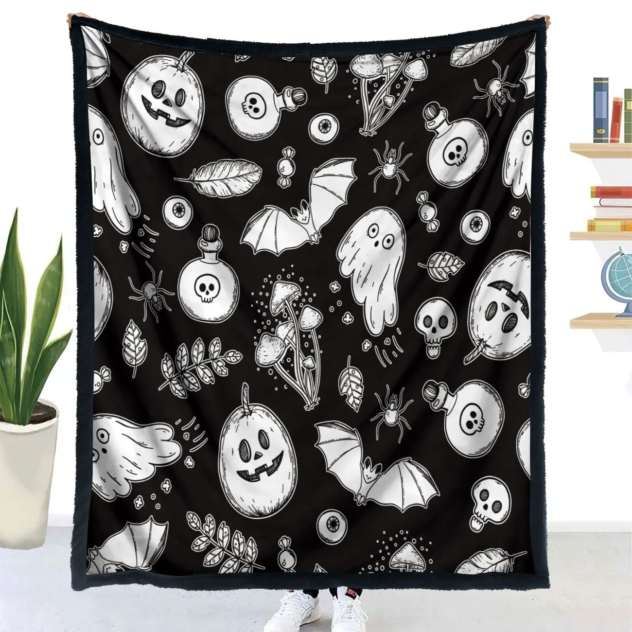 DIY Coloring Blanket Halloween Custom Blanket Luxury Blanket Flannel Factory Straight Hair  Anime Blanket
