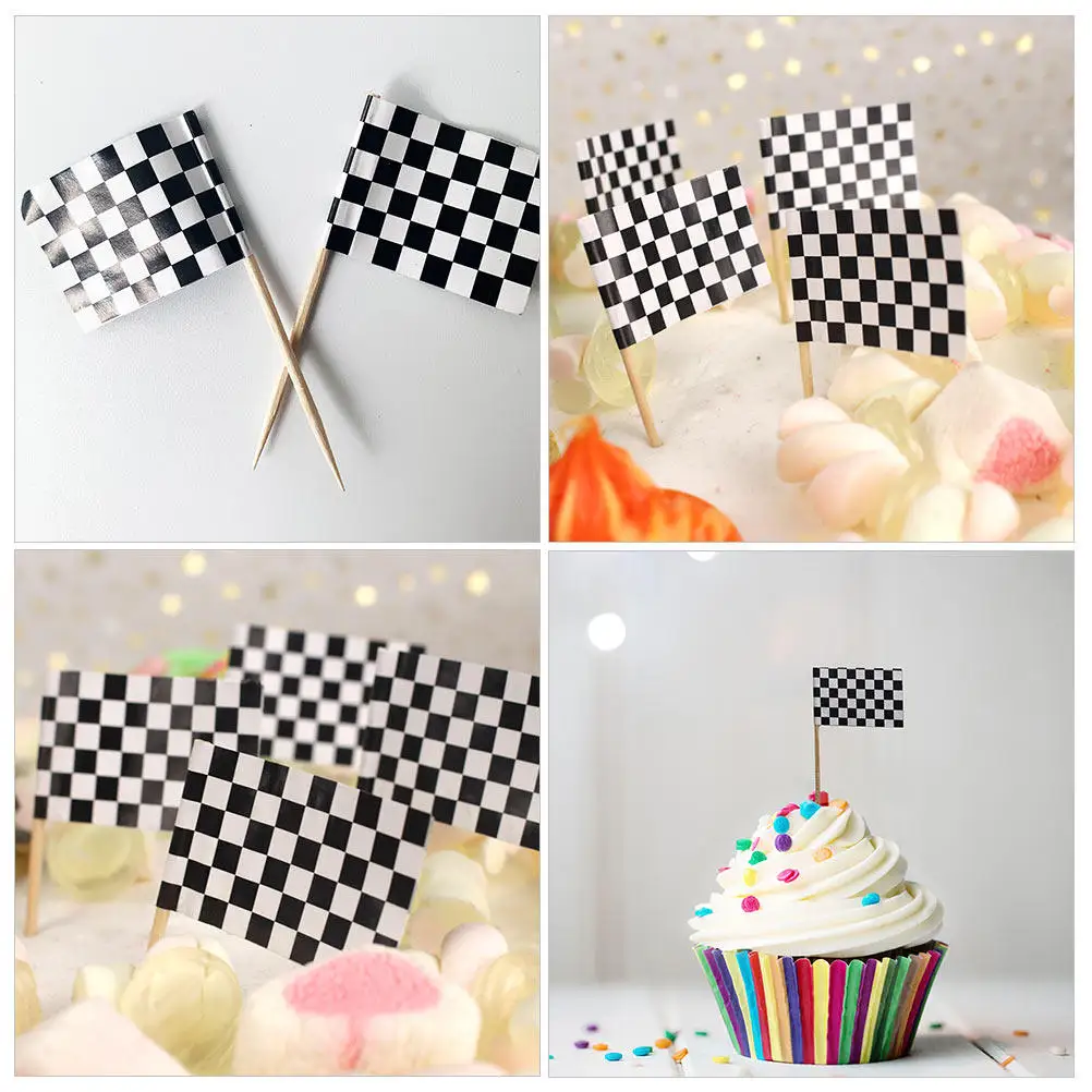 150-pecas-bandeirinhas-de-carro-de-corrida-xadrez-preto-e-branco-de-papel-e-madeira-toppers-para-bolo-artigos-de-festa-decoracao-de-cupcakes-de-aniversario-e-sobremesas