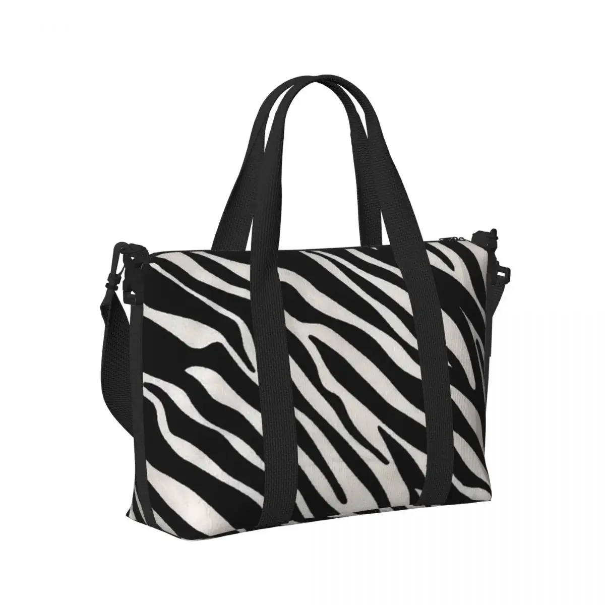 

Zebra Print Vacation Stripes Beach Travel Bag Large Capacity Tote Bags for Gym Yoga Women Shopping Duffle Shoulder Bag