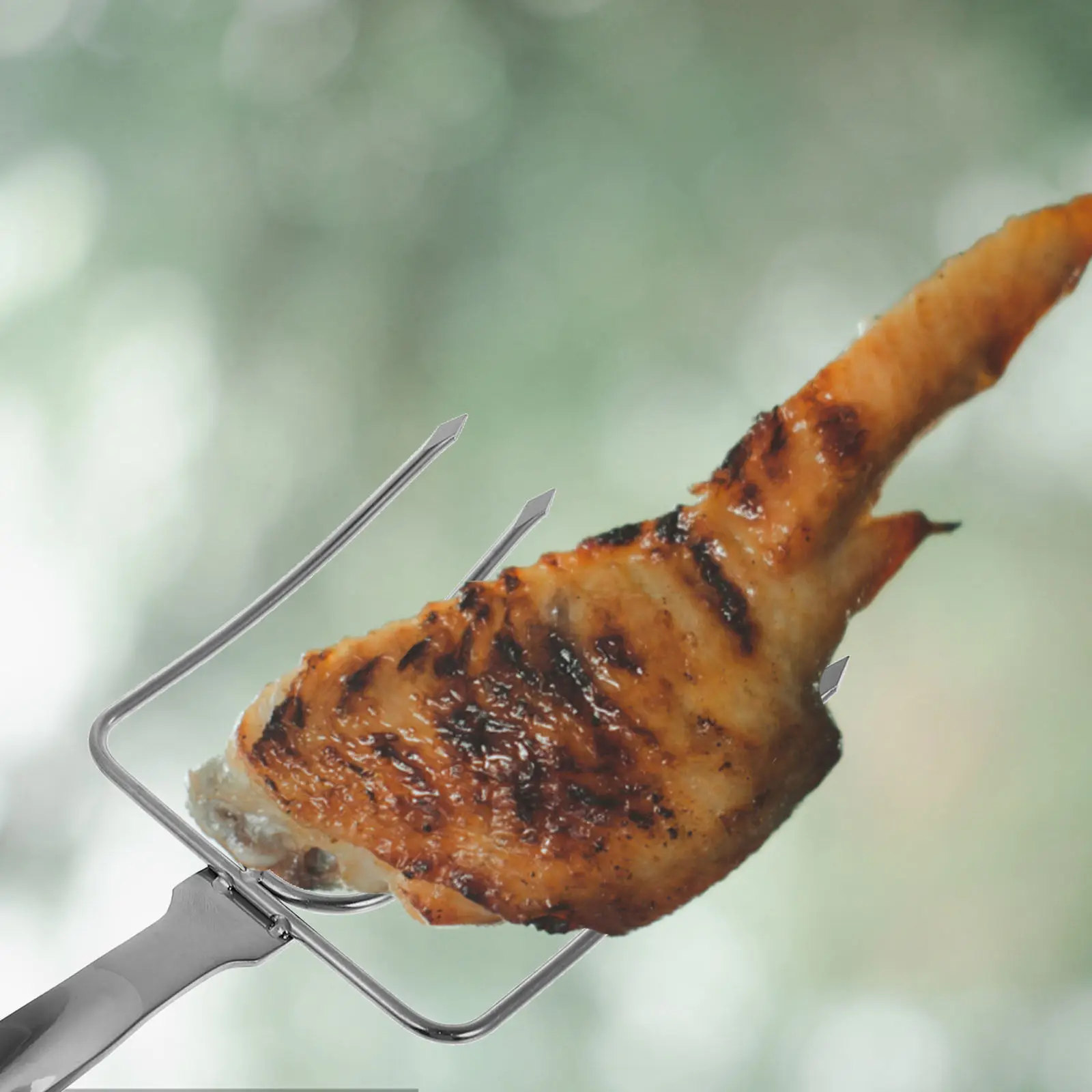 1Pcs Stainless Steel Turkey Lifting Fork Ergonomic Bbq Roasting Fork for Grilling Steaks Meats Poultry Hot Dogs Corn Outdoor