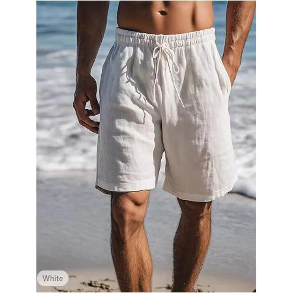 

Loose Cotton Linen Men's Shorts Knee-Length Casual Workwear Outerwear Large Briefs Comfortable Breathable Five-Point Shorts