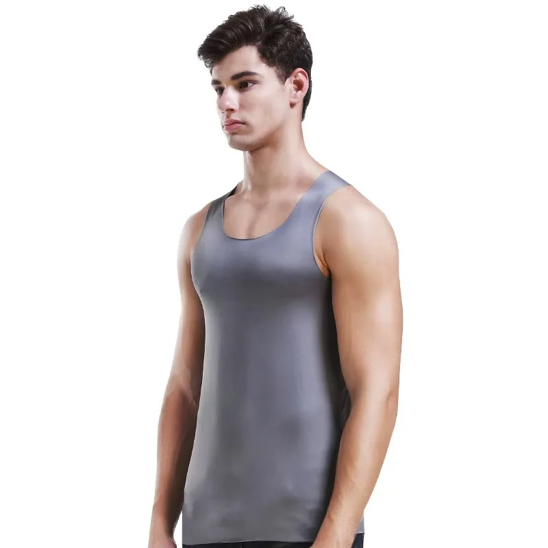 Men's Vest, Ice Silk, Seamless, Fitness, Summer, Slim Fit, Tight-Fitting, Breathable Underwear, Youth Sports, Sleeveless Undersh image 6