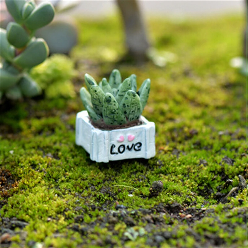 Moss Micro Landscape Ornaments Love Pot Plant Mix Size Fairy Garden Decor Crafts