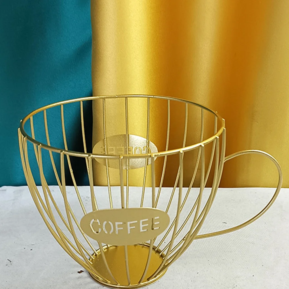 Coffee Fruits Capsule Storage Basket Coffee Cup Shaped Pod Holder and Organizer for Home Cafe Hotel Black