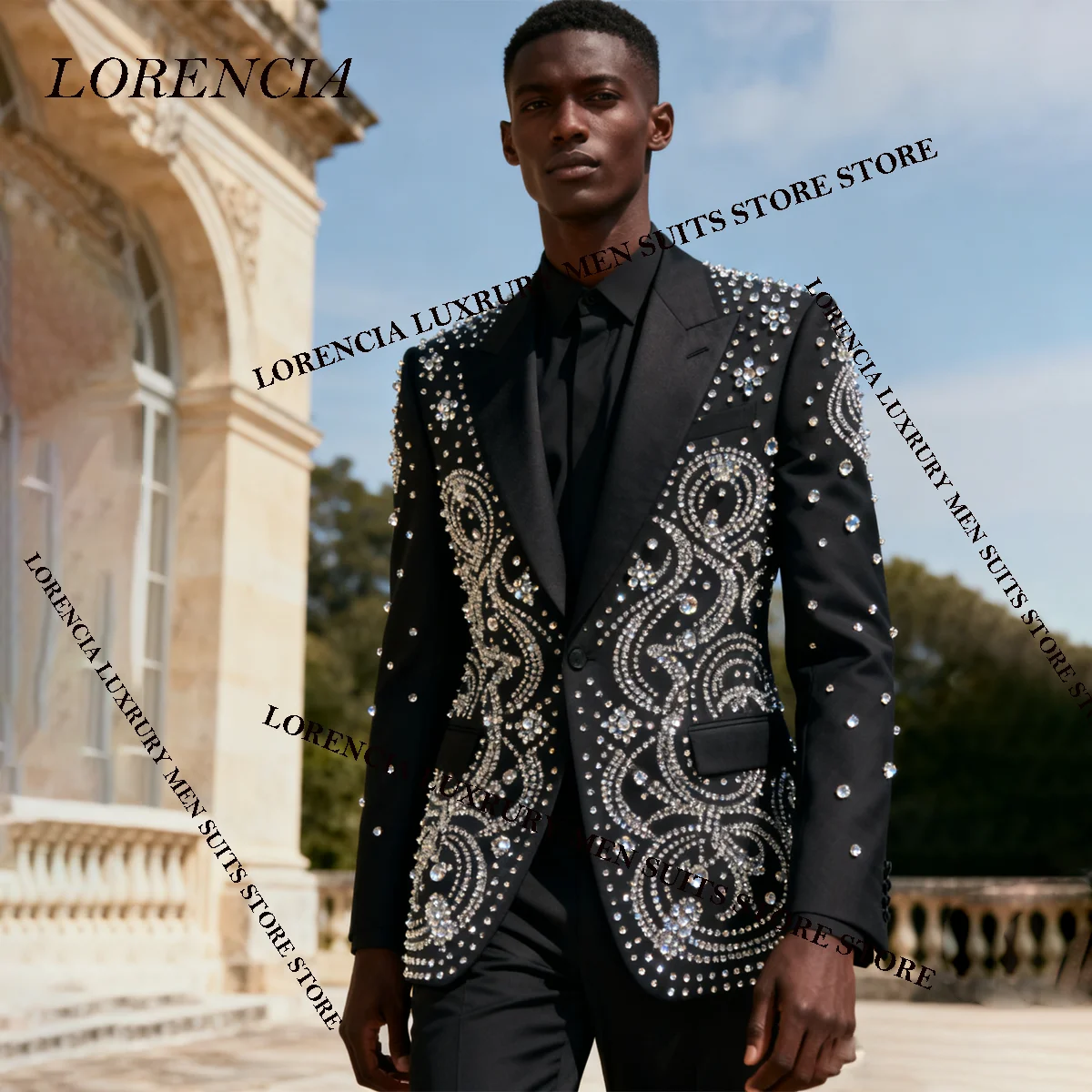 

African Diamond Design Sparkle Men Suits Fashion Wedding Tuxedos Slim Ropa hombre 3 Pieces Sets Groom Male Blazers Customized