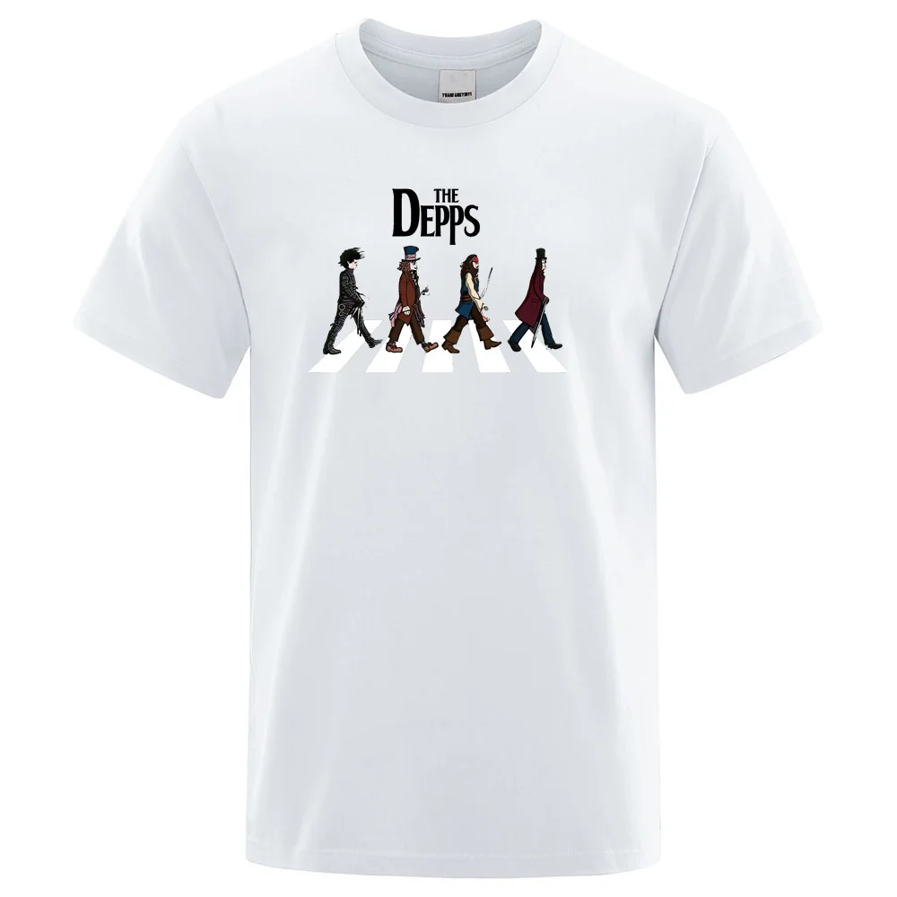 2024 nowych T-shirt z krótkim rękawem z czystej bawełny dla męskich letnich Beatles Western Rock otaczających ubrania Unisex