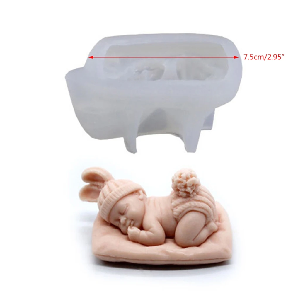 New 1Pcs 3D Sleeping Baby Silicone Mold Chocolate Candy Fondant Mould DIY Handmade Soap Candle Plaster Resin Making Kitchen Tool