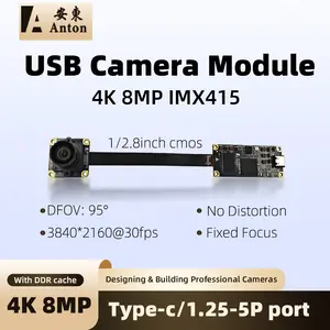 Bilashmart 8MP IMX415 USB Camera Module 87degree No Distortion FF 30fps 4K UVC Video Webcam Board FPC Industrial Lightburn Camera Module