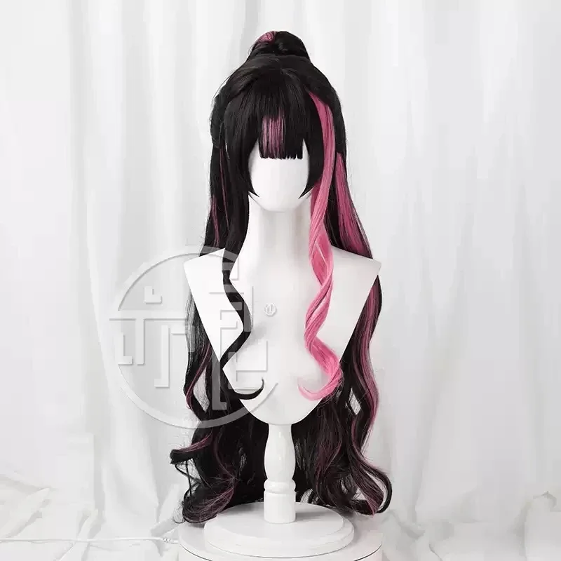 Naraka Bladepoint Tessa Cosplay Wig Black Pink Heat Resistant Synthetic Hair Halloween Carnival Party Role Play + Wig Cap