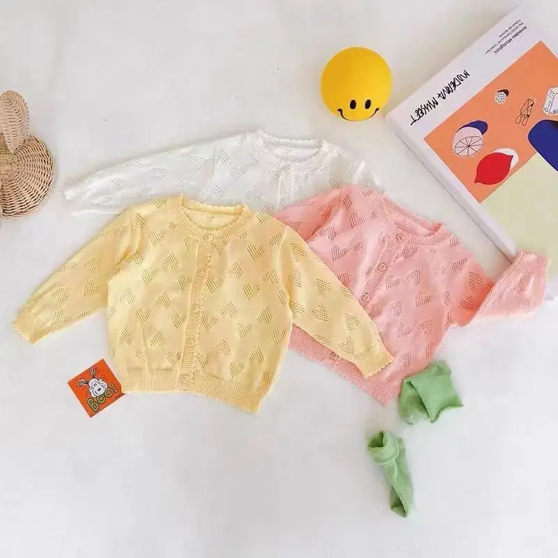 2026 New Solid Versatile Thin Sun Protection Clothing Infants and Toddlers Cardigan Girls Baby Air-conditioned Coat