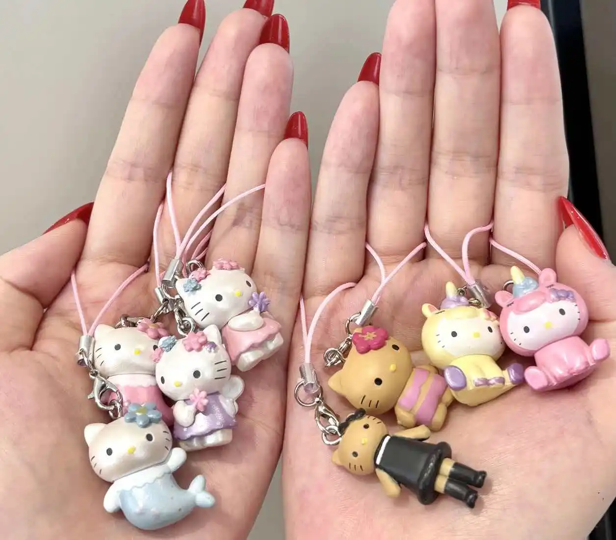 

In-Stock Mermaid Phone Chain Decorations Kt Cat Fantasy Series Black Leather Long Leg Pendant Keychain Mini Doll Birthday Gift