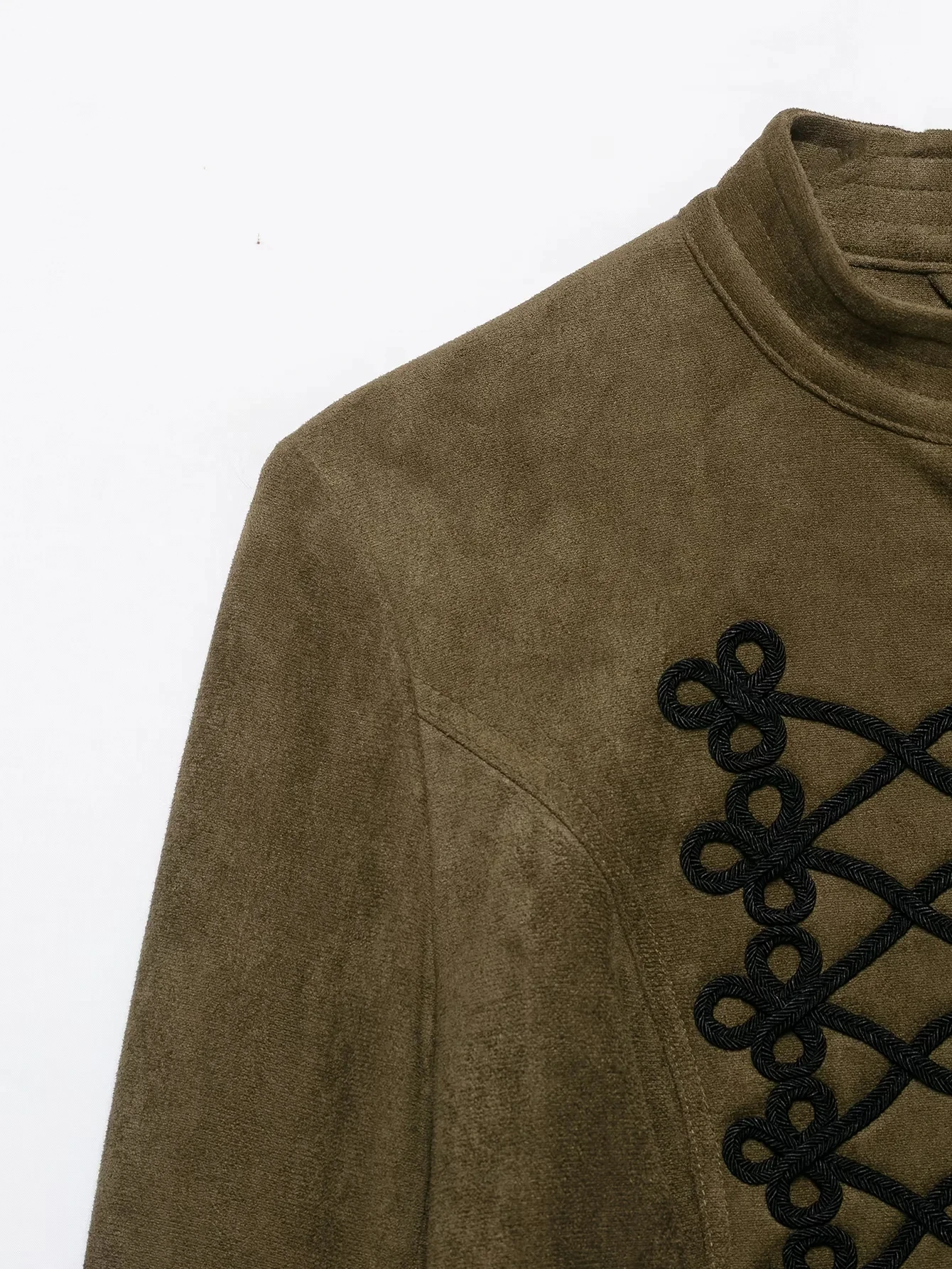 KONDALA Vintage Chic Wildleder Damenjacken O-Ausschnitt Einreihig Langarm Kurzes Oberteil Mode 2026 Herbst Winter Urlaubsmantel – Detail 4