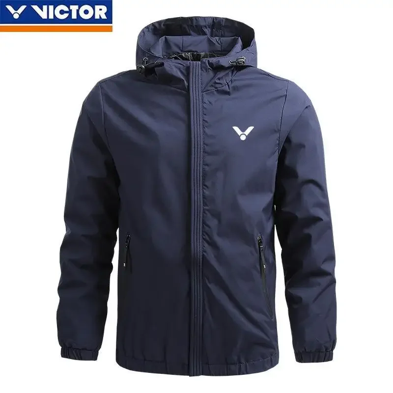 Victor 2024 New Men's Jacket Fashionable and Simple White Outdoor Mountaineering Windproof Waterproof Hooded Jacket