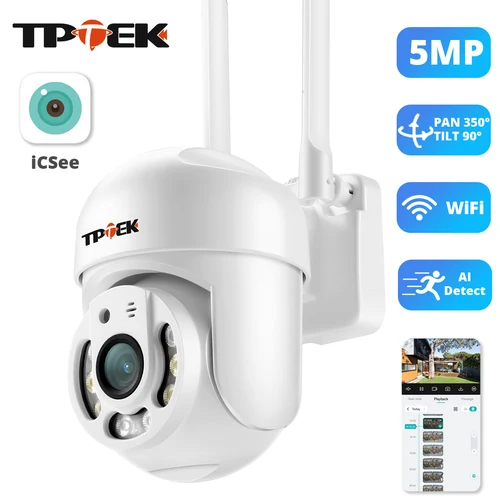 Cámara IP PTZ con Wifi de 5MP, Zoom Digital 5x, detección humana IA, vigilancia inalámbrica para exteriores, cámara IP CCTV, protección de seguridad iCSee