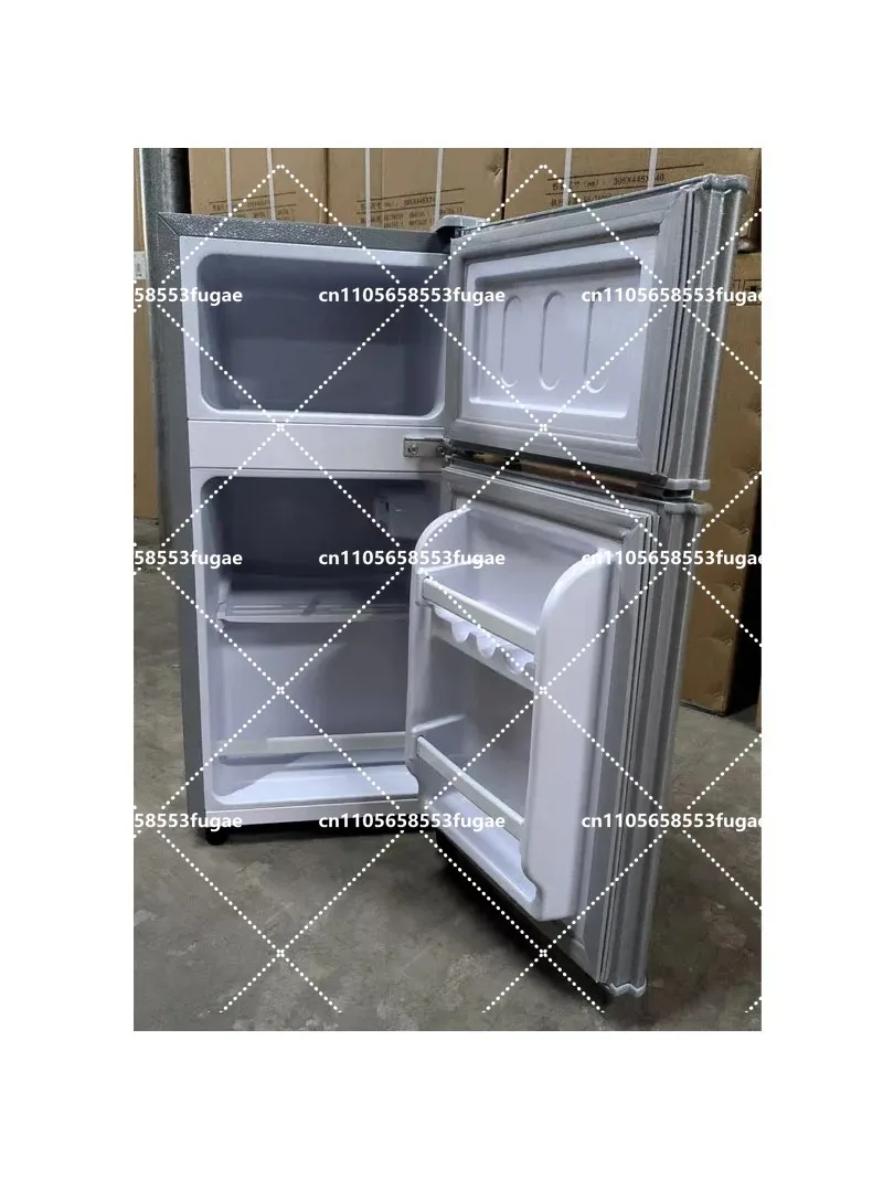 Large Capacity Two-Door Mini Fridge with LED Light, Portable Energy-Saving Cooler for Home Dorm Hotel Use