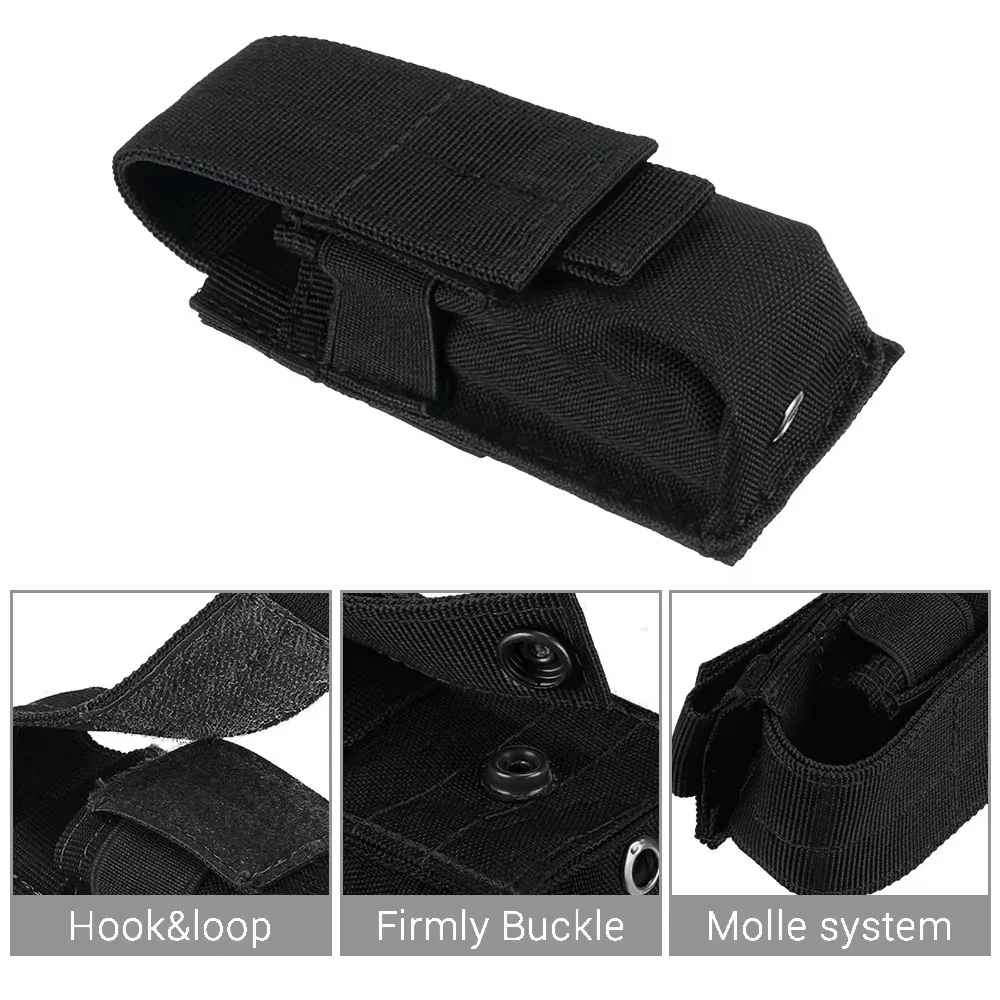 Torch Holder, Tactical Molle Flashlight Pouch, Magazine Single Mag Bag, Knife Holster, M5, EDC, 9mm, Outdoor Hunting Waist Bag