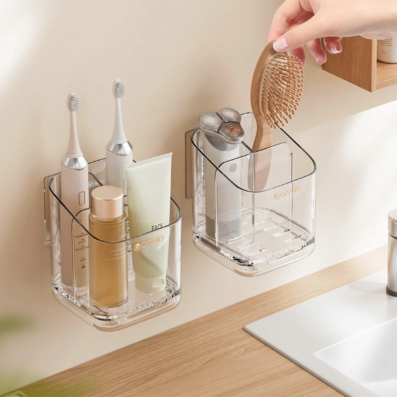 

Bathroom Storage Rack Light Luxury Transparent Acrylic Organizer Holder Hairpin Jewelry Skincare Cosmetic Toothbrush Organizers