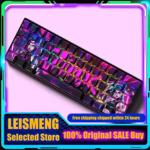LOL Arcane Jinx Theme Anime Keycaps Mechanical Keyboard Cherry PBT Custom Keycaps Side Engraved Translucent Game Cute Gifts