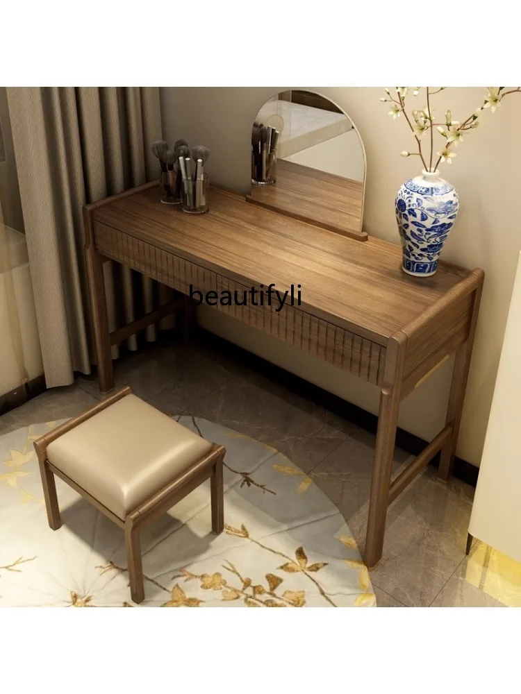 Customized Modern New Chinese Style Dressing Table Walnut Storage Table Dresser Simple Modern Makeup Table Zen Retro Furniture