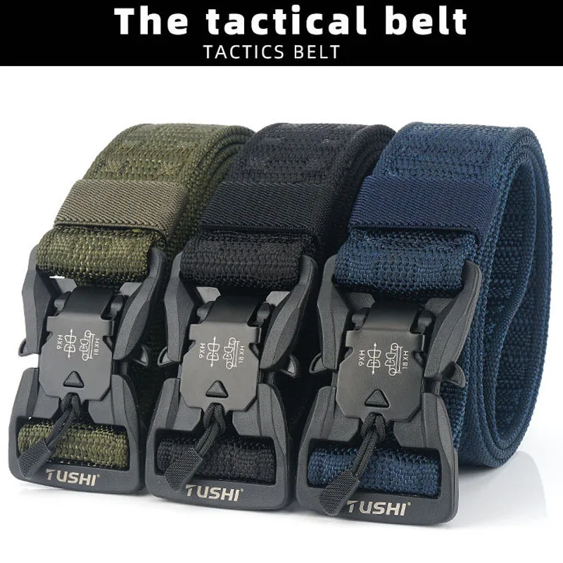 Mens Belts Tactical Quick Release Belt Fashion Nylon Elastic Belt Outdoor Hunting Hiking Tools