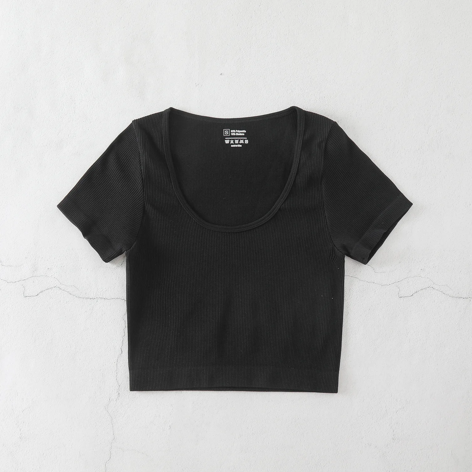 

Seamless knitted high-elastic belly-baring yoga short-sleeve casual sexy ribbed T-shirt nylon quick-drying running fitness cloth