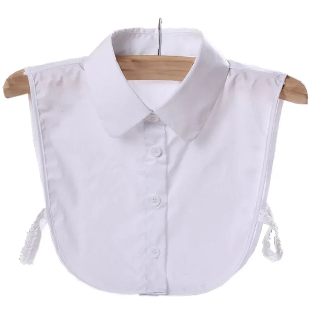 Blusa de algodón con cuello falso, suéter OL, camisa desmontable para mujer, camisa desmontable sólida Vintage de cristal de algodón, accesorios de ropa