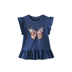 Jumping Meters 2-7T Butterfly New Arrival Summer Girls Tshirts Baby Clothes Fly Sleeve Children's Tees Tops Kids Costume Wear