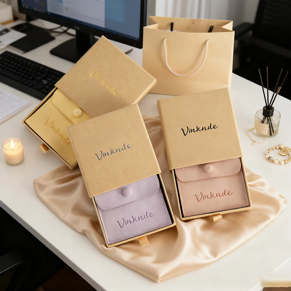 

Сумки для упаковки ювелирных изделий из микрофибры, свадебный подарок, бархатные сумки с застежкой, бумажные выдвижные коробки с логотипом для сережек keychina