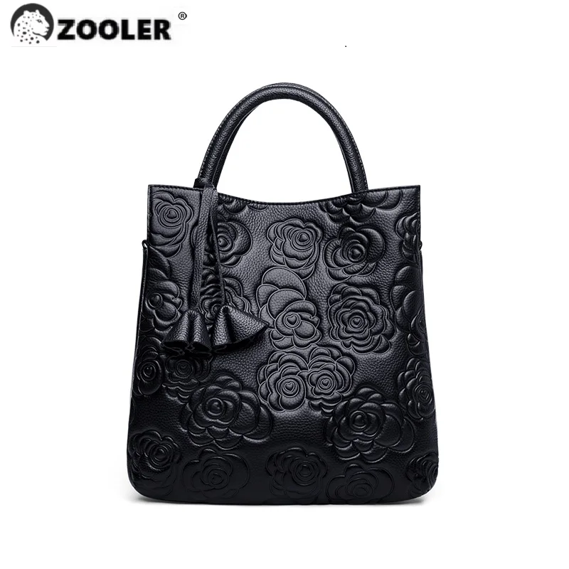 ZOOLER Full 100% Real Leather Women Hand Bags Trendy Ladies Cow Skin Handbag  Luxury Designer Big Totes Formal Black#YC225