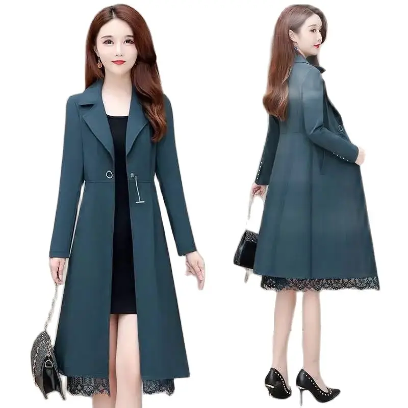 

2023 Spring Autumn Upscale Female Windbreaker Fashion Korean Version Medium Long Leisure Women Trench Coat Slim Fit Overcoat