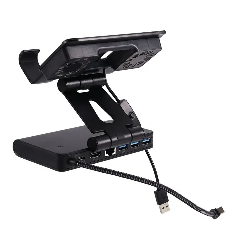 ABSL-For Switch 2 For ROG Ally/Steam Deck 6 In1 Fans Docking Station 100W Adjustable Stand -Compatible 4K Multi-Port Dock