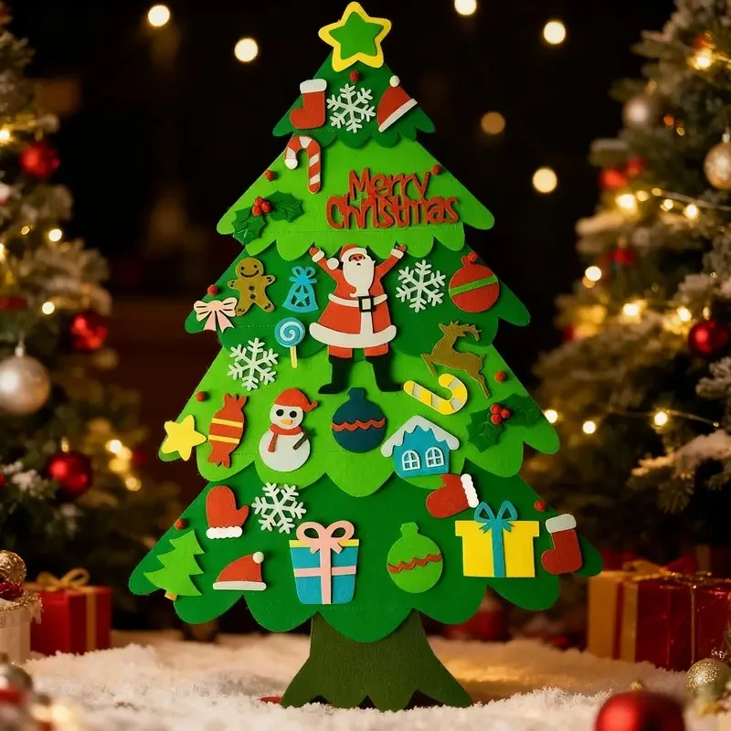 DIY Filz-Weihnachtsbaum-Set für Kinder und Jugendliche, Heim-Wanddekoration, Bastelset für lustige Winterurlaubsdekoration