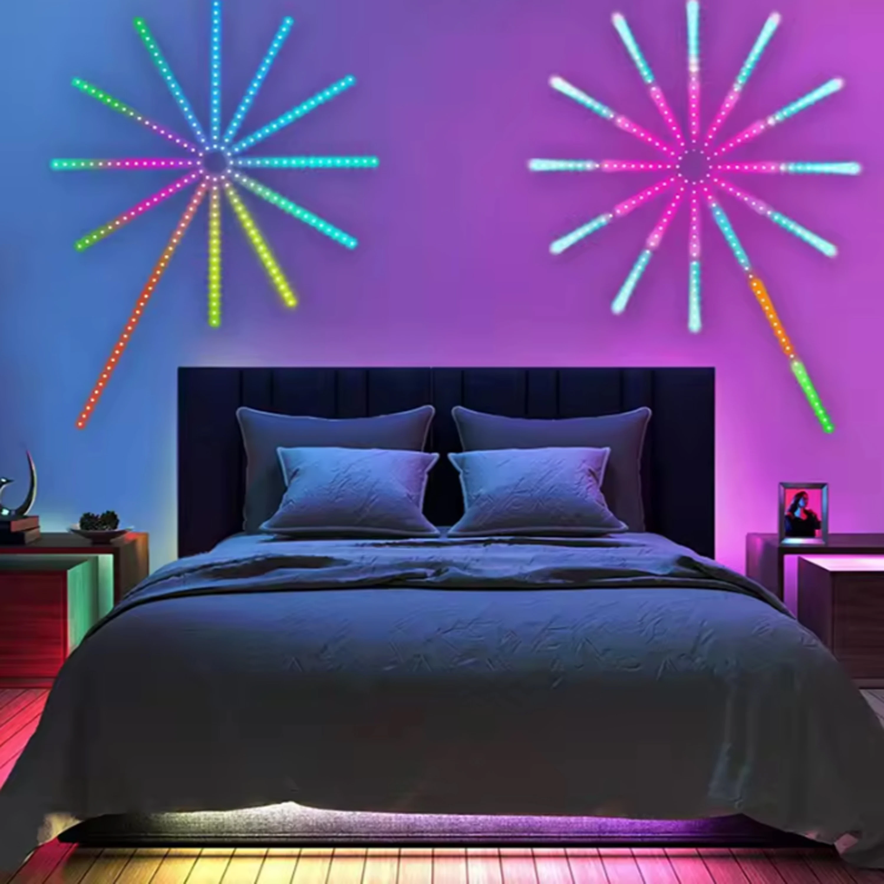 Lampu Strip LED USB 5V RGBlC Kembang Api Kontrol Aplikasi Bluetooth Lampu Pintar Sinkronisasi Musik Dekorasi Kamar Tidur Lampu Impian Lampu Strip LED