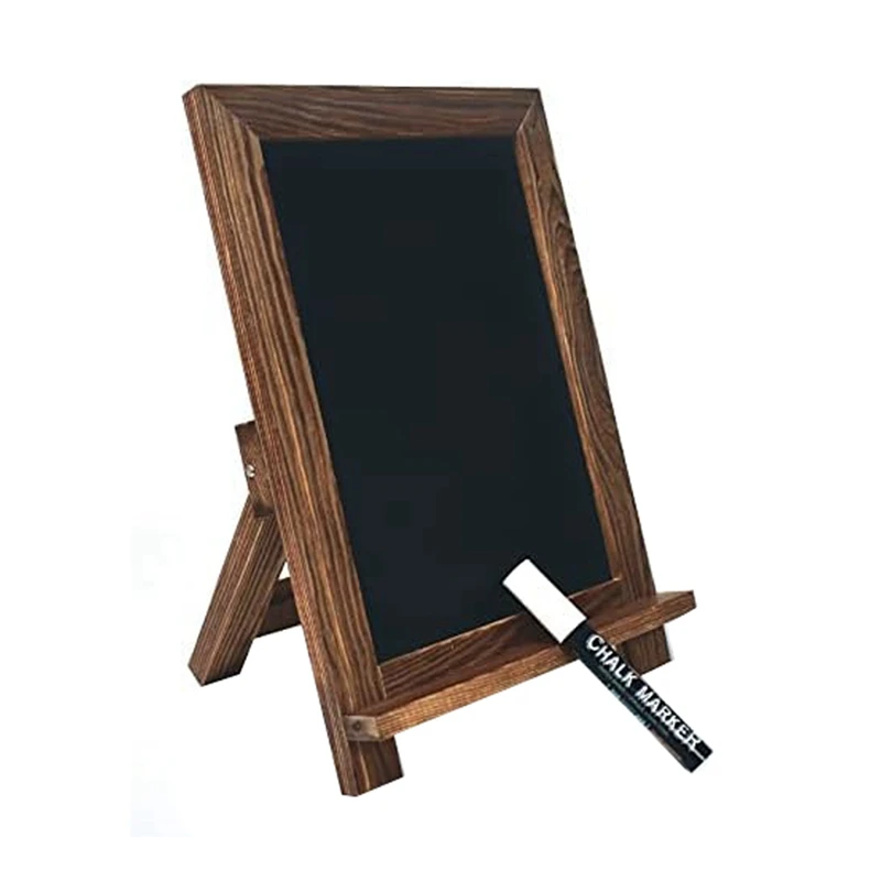 

Framed Tabletop Chalkboard Sign, Magnetic Chalkboard, Built-In Ledge And Folding Stand, One White Chalk Marker Included Durable