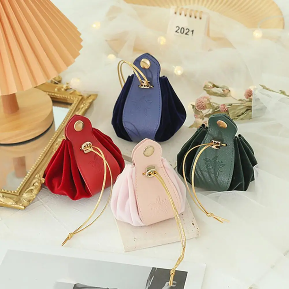 Wedding Candy Bag Drawstring Flannelette Texture Buckle Closure Gift Bag Portable Faux Leather Party Candy Pouch For Gifts