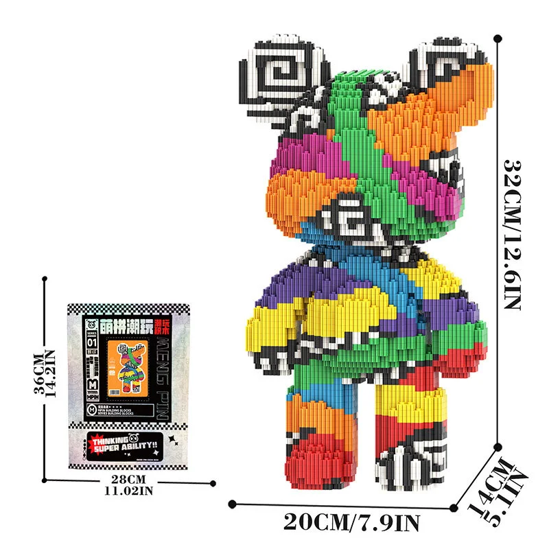 Creative Trendy 3D kawaii Bear Building Block Stress Relieving Puzzle Brick Toys For Children Adult Kids Home Ornament - view 3